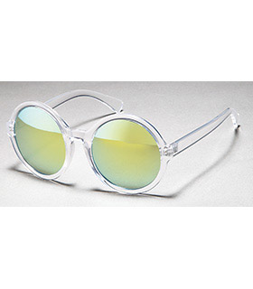 Transparente runde Sonnenbrille mit verspiegelten Gläsern