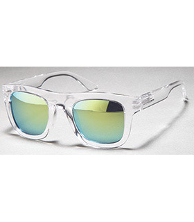 Transparente Wayfarer Sonnenbrille mit verspiegelten Gläsern