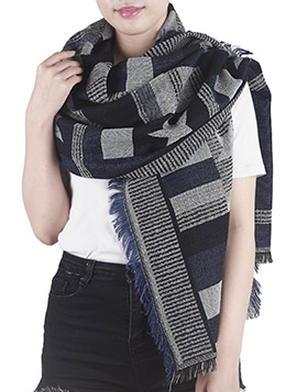 Schultertuch, übergroß mit Sternen in blau und grau