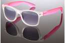 Matt-transparente Wayfarer Sonnenbrille mit versch. farbigen Bügeln u. Federscharnieren