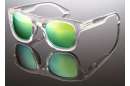 Transparente Wayfarer Sonnenbrille mit verspiegelten Gläsern