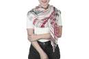 Offener Schal mit und Ethnomuster in weiss-rot